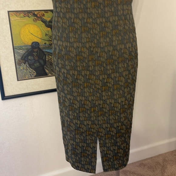 Lafayette 148 Sleeveless Green Print Poly Stretch Dress 14 - Picture 6 of 8